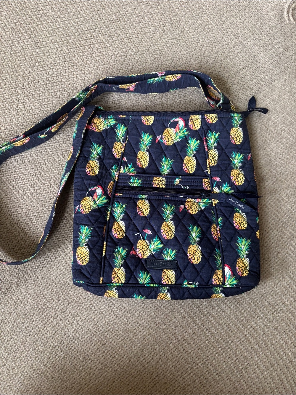 Vera Bradley Navy Pineapple Quilted Crossbody Tropical Bag
